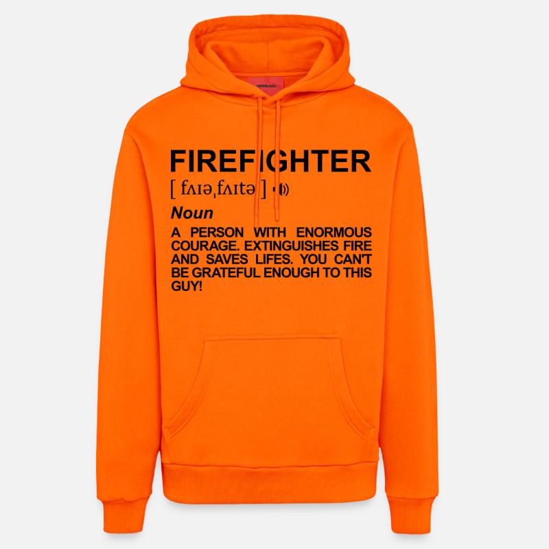 Signification pompier - Sweat à capuche bio décontracté fabriqué en UE - SUNSET ORANGE