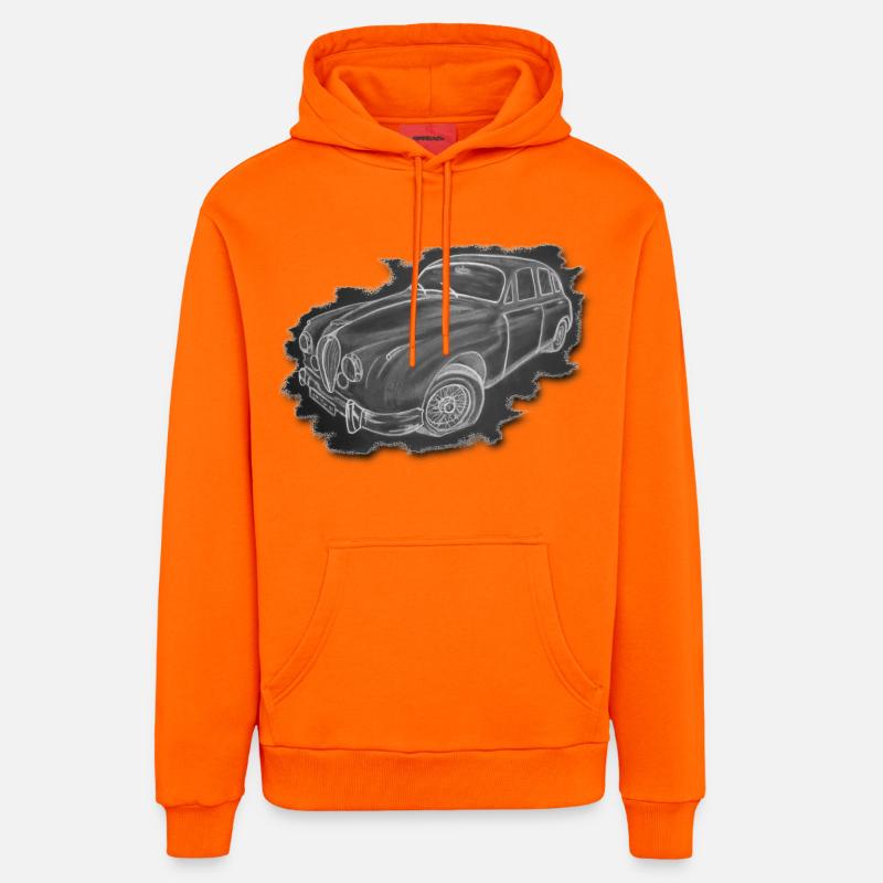Oldtimer - Dessin - Sweat à capuche bio décontracté fabriqué en UE - SUNSET ORANGE