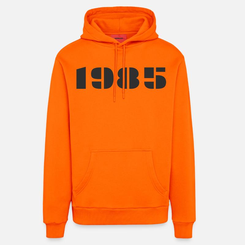 1985 - Sweat à capuche bio décontracté fabriqué en UE - SUNSET ORANGE