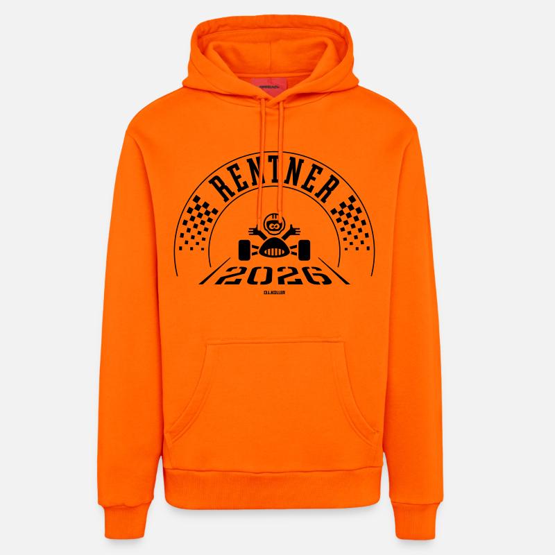 Retraités 2026 (Retraite, retraite, fin / B) - Sweat à capuche bio décontracté fabriqué en UE - SUNSET ORANGE