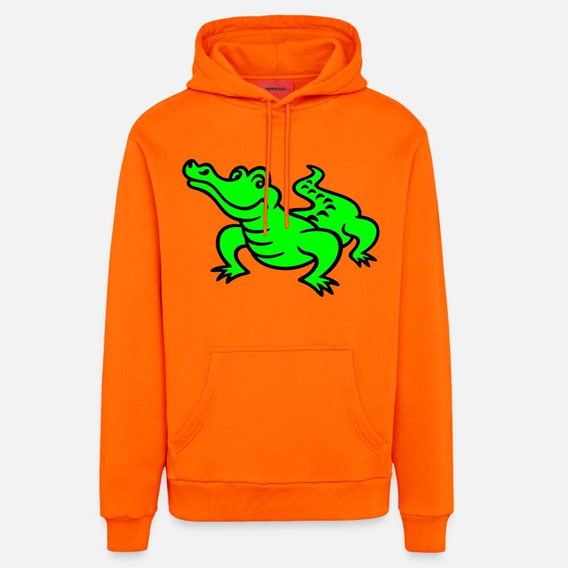 crocodile (a) - Sweat à capuche bio décontracté fabriqué en UE - SUNSET ORANGE