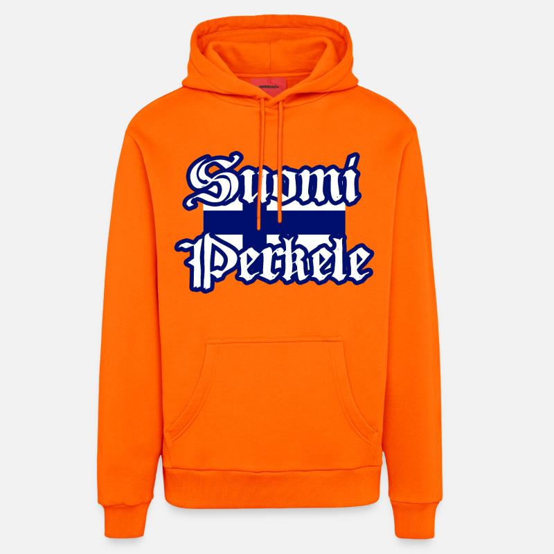 Suomi Perkele - Diables de Finlande - Sweat à capuche bio décontracté fabriqué en UE - SUNSET ORANGE