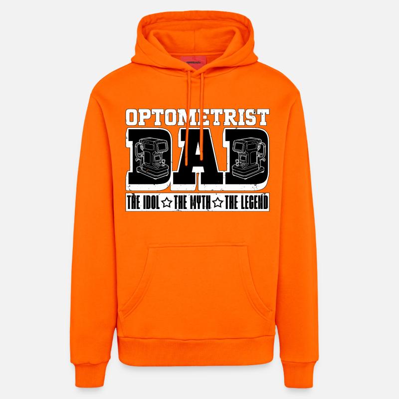 Papa optométriste L’idole Le mythe L’opticien - Sweat à capuche bio décontracté fabriqué en UE - SUNSET ORANGE