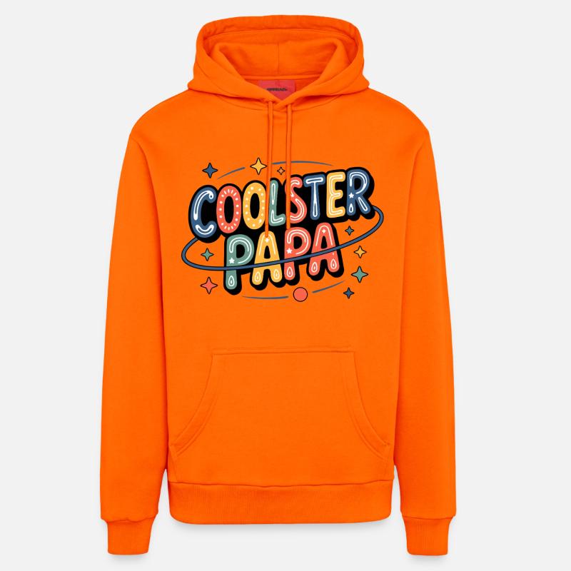 Papa le plus cool néon rétro - Sweat à capuche bio décontracté fabriqué en UE - SUNSET ORANGE