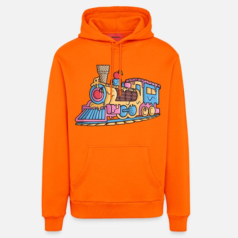 Dampflok Eiscreme Modelleisenbahn Eisenbahn - Sweat à capuche bio décontracté fabriqué en UE - SUNSET ORANGE