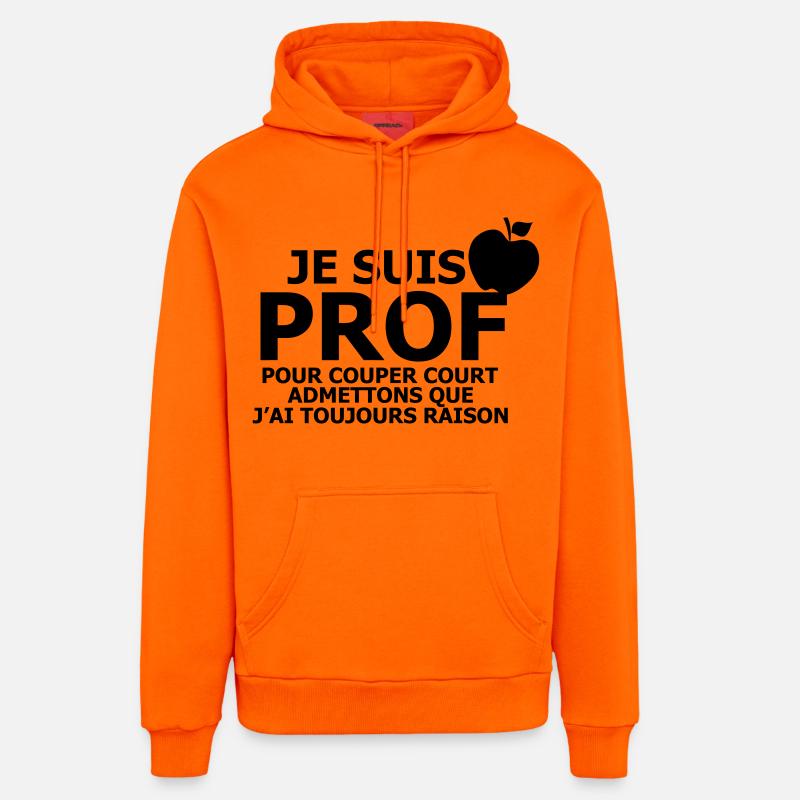 Je suis Prof - Sweat à capuche bio décontracté fabriqué en UE - SUNSET ORANGE