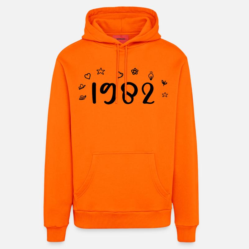 1982 Anniversaire 1982 Retro 1982 - Sweat à capuche bio décontracté fabriqué en UE - SUNSET ORANGE