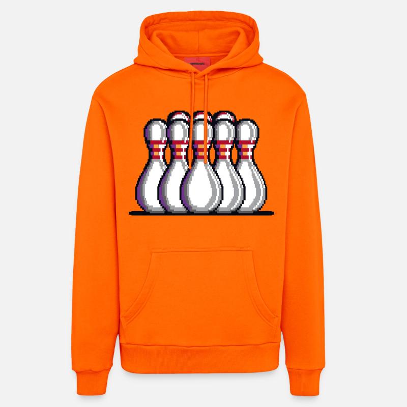 Quilles de bowling Pixel - Sweat à capuche bio décontracté fabriqué en UE - SUNSET ORANGE