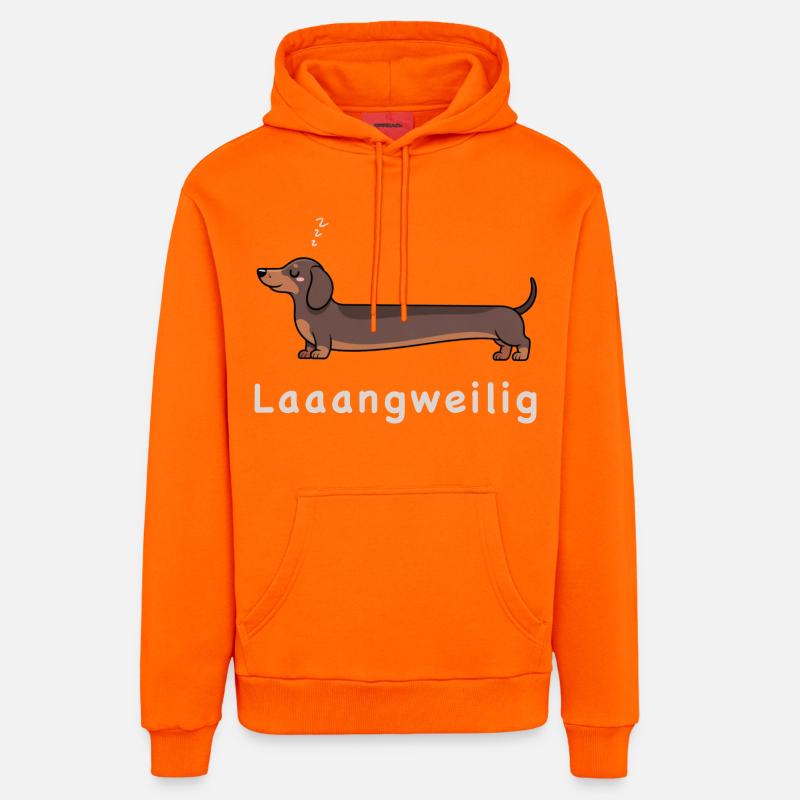 Humour de chien teckel looong - Sweat à capuche bio décontracté fabriqué en UE - SUNSET ORANGE