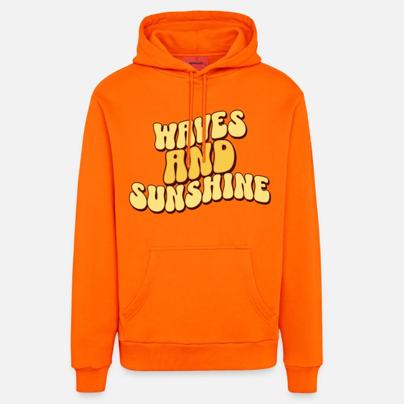 Vagues et Soleil - Sweat à capuche bio décontracté fabriqué en UE - SUNSET ORANGE