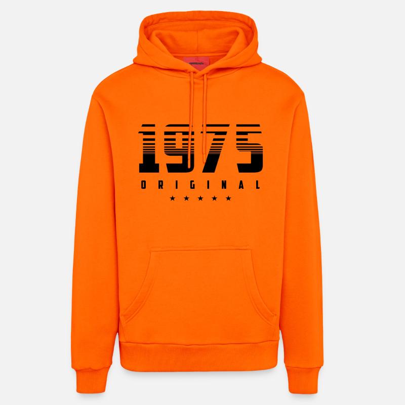Né en 1975 l’original - Sweat à capuche bio décontracté fabriqué en UE - SUNSET ORANGE