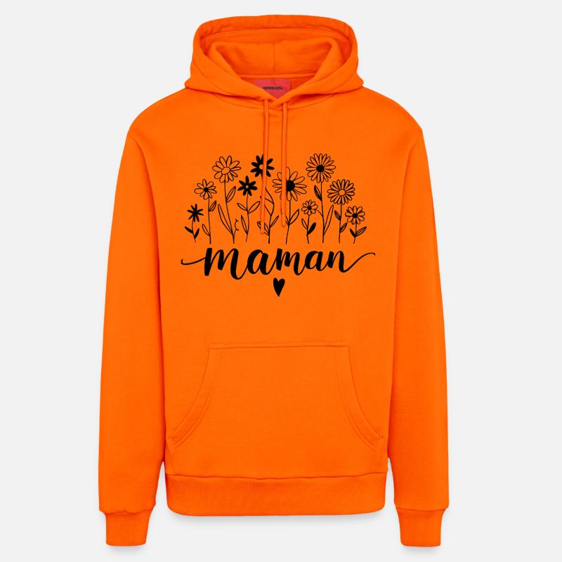 Maman avec Fleurs - Sweat à capuche bio décontracté fabriqué en UE - SUNSET ORANGE
