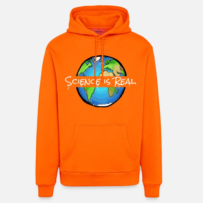 La science est réelle | Globe - Sweat à capuche bio décontracté fabriqué en UE - SUNSET ORANGE
