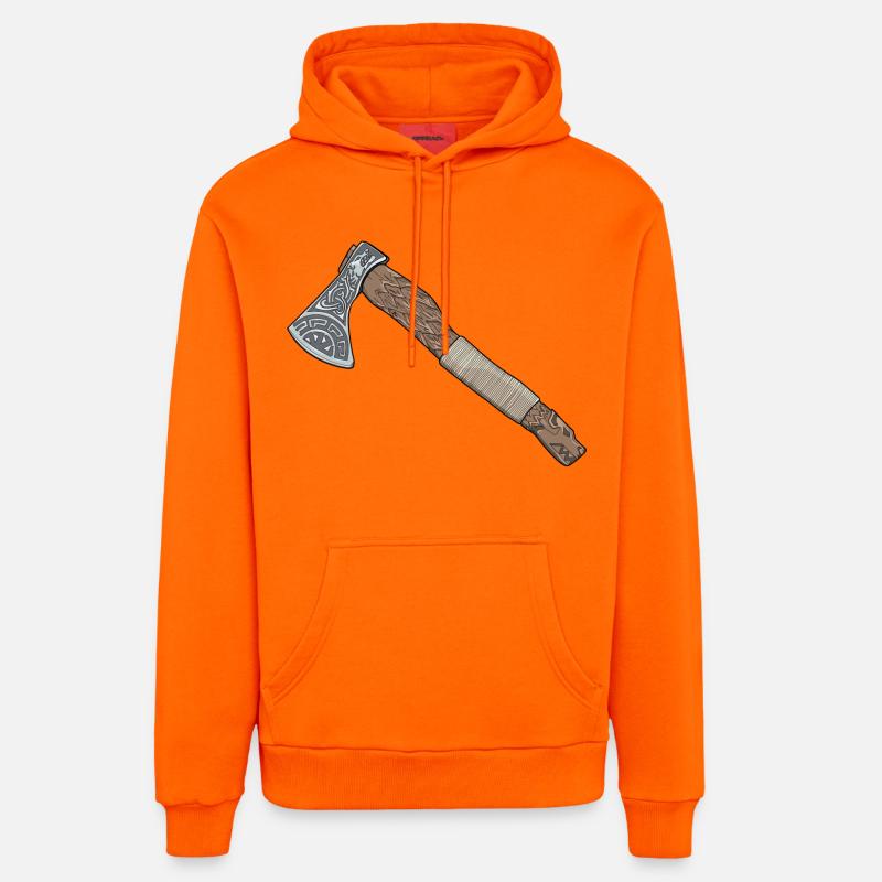 Hache Fenrir faite à la main - Sweat à capuche bio décontracté fabriqué en UE - SUNSET ORANGE