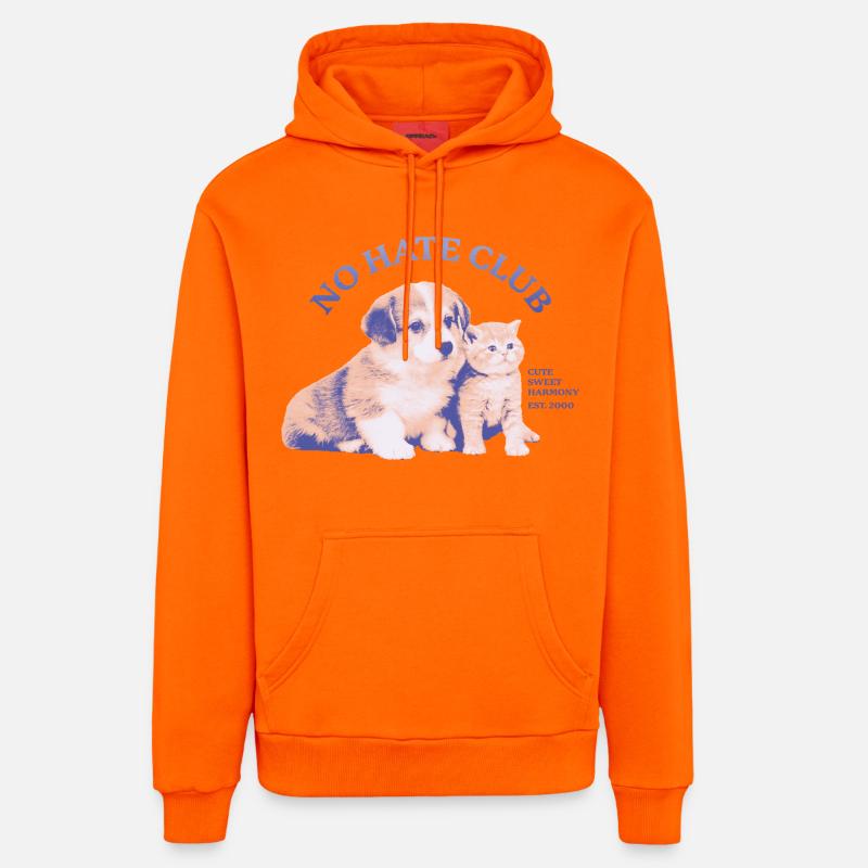 No Hate Club – Douce harmonie - Sweat à capuche bio décontracté fabriqué en UE - SUNSET ORANGE
