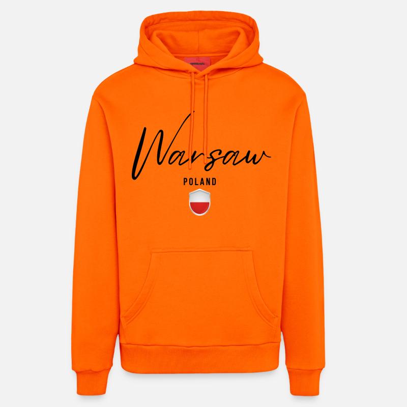 Conception élégante Varsovie, Varsovie Pologne - Sweat à capuche bio décontracté fabriqué en UE - SUNSET ORANGE
