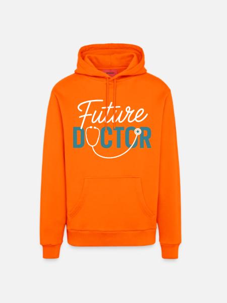 Future Doctor Stethoscope Design - Organic Relaxed Hoodie Made in EU - SUNSET ORANGE