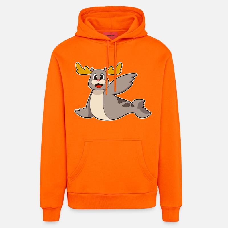Renne phoque - Sweat à capuche bio décontracté fabriqué en UE - SUNSET ORANGE