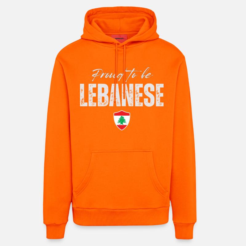 Libanais fier, j’aime le Liban - Sweat à capuche bio décontracté fabriqué en UE - SUNSET ORANGE