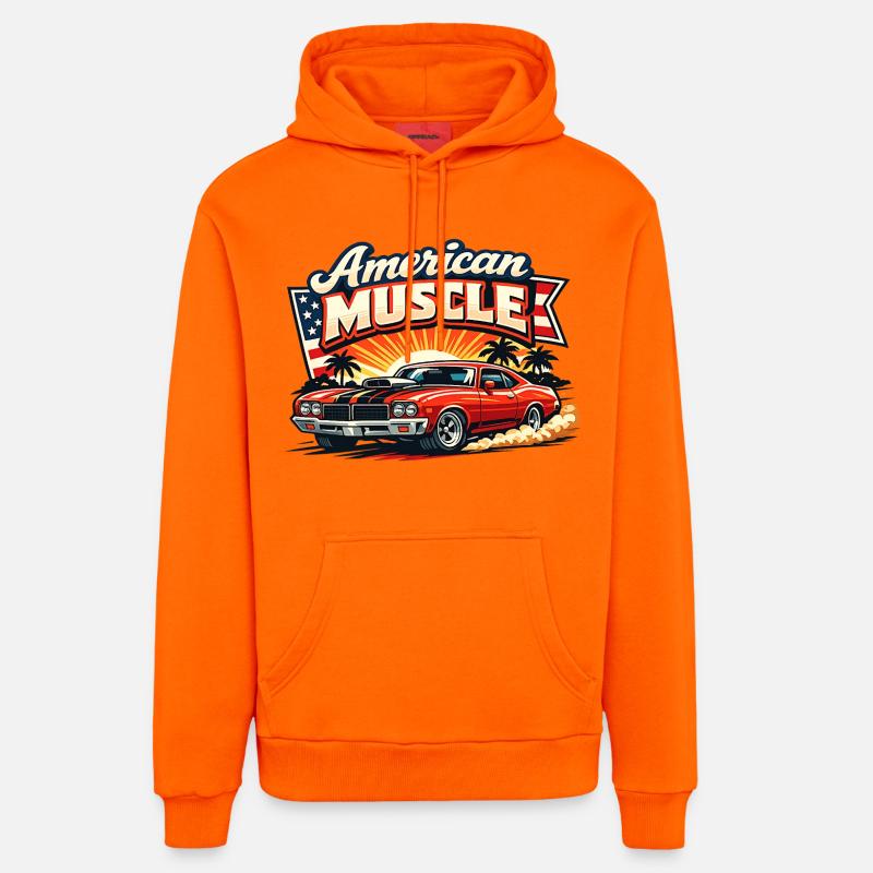 American_Muscle_2 - Sweat à capuche bio décontracté fabriqué en UE - SUNSET ORANGE