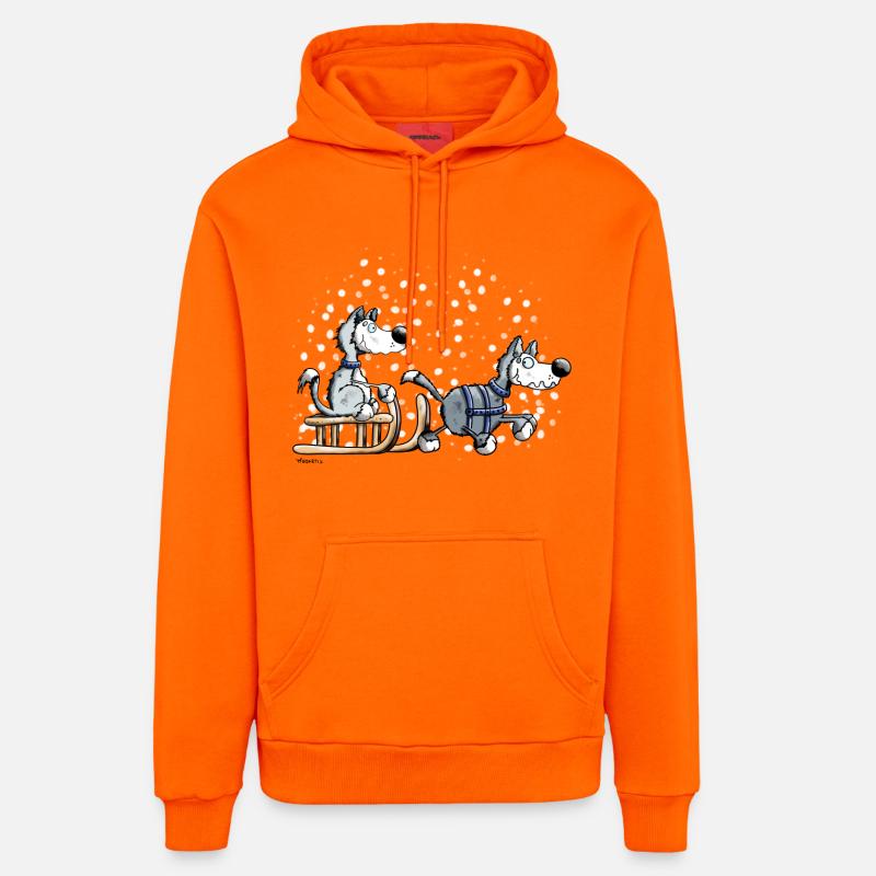 Drôle Huskies - Sweat à capuche bio décontracté fabriqué en UE - SUNSET ORANGE