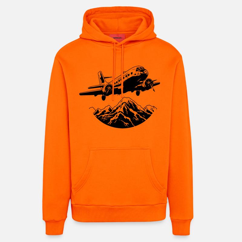 Graphisme d’avion - Sweat à capuche bio décontracté fabriqué en UE - SUNSET ORANGE