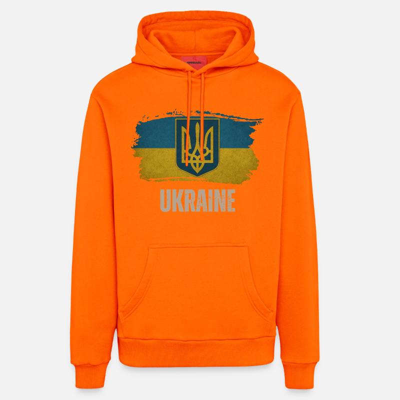 Drapeau de l’Ukraine, j’aime l’Ukraine - Sweat à capuche bio décontracté fabriqué en UE - SUNSET ORANGE