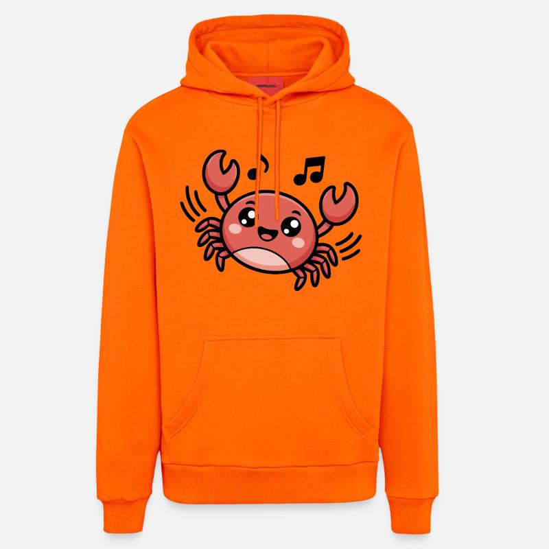 Dessin animé de crabe chantant joyeux - Sweat à capuche bio décontracté fabriqué en UE - SUNSET ORANGE