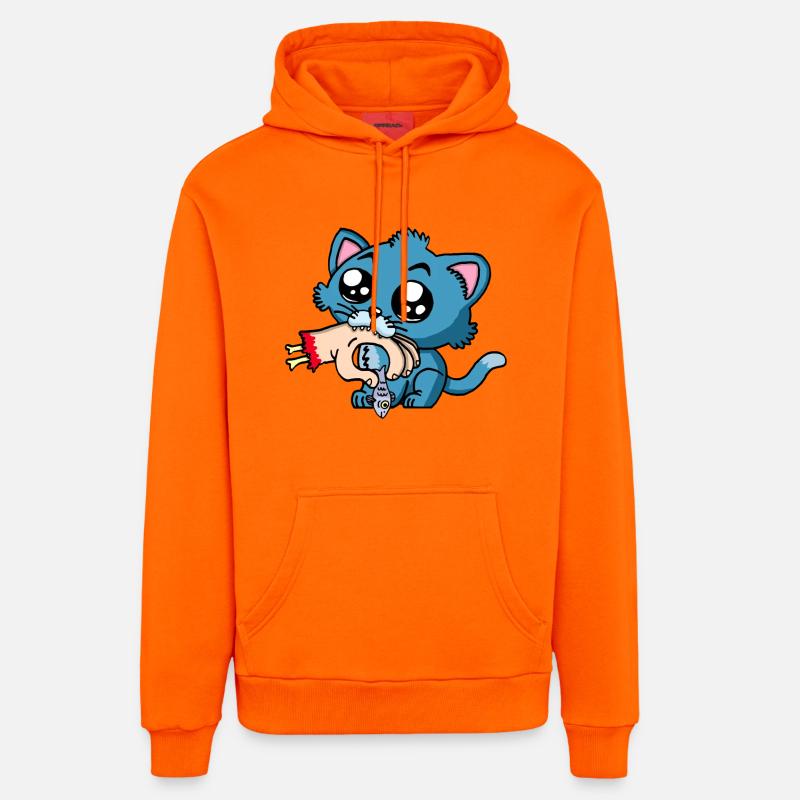 Quand le chaton a faim - Sweat à capuche bio décontracté fabriqué en UE - SUNSET ORANGE