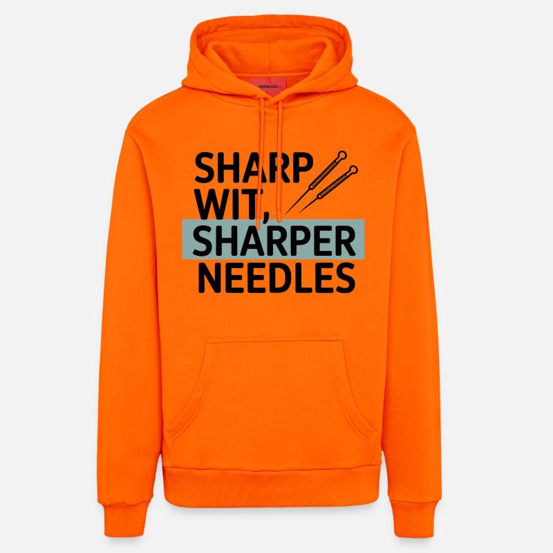 Sharp Wit, Sharper Needles Akupunkteur Beruf - Organic Relaxed Hoodie Made in EU - SUNSET ORANGE