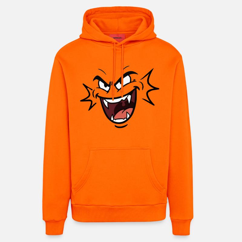 Funny vampire face laughing pattern comic - Organic Relaxed Hoodie Made in EU - SUNSET ORANGE