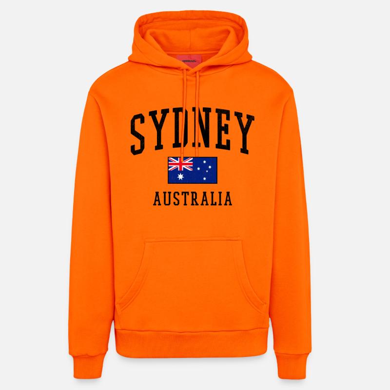 Sydney Australie Drapeau Conception des villes - Sweat à capuche bio décontracté fabriqué en UE - SUNSET ORANGE