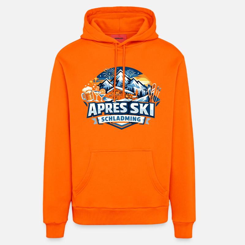 Après Ski Schladming - Sweat à capuche bio décontracté fabriqué en UE - SUNSET ORANGE