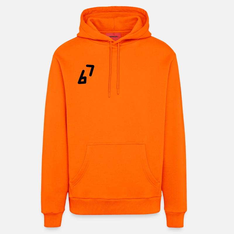 6 7 Numéro Noir - Sweat à capuche bio décontracté fabriqué en UE - SUNSET ORANGE
