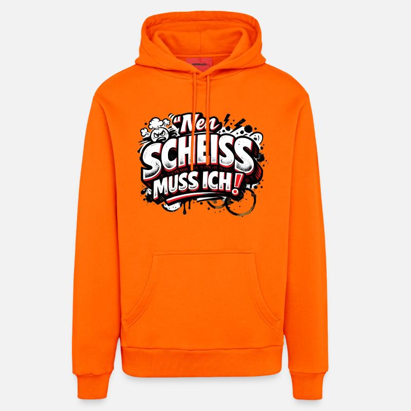 Nen Scheiss Muss Ich freches Statement - Organic Relaxed Hoodie Made in EU - SUNSET ORANGE