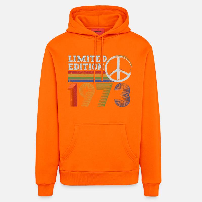Edition Limitée Peace 1973 Rétro - Sweat à capuche bio décontracté fabriqué en UE - SUNSET ORANGE