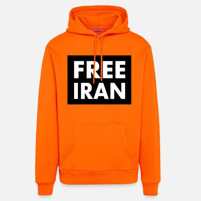 Free iran - Sweat à capuche bio décontracté fabriqué en UE - SUNSET ORANGE