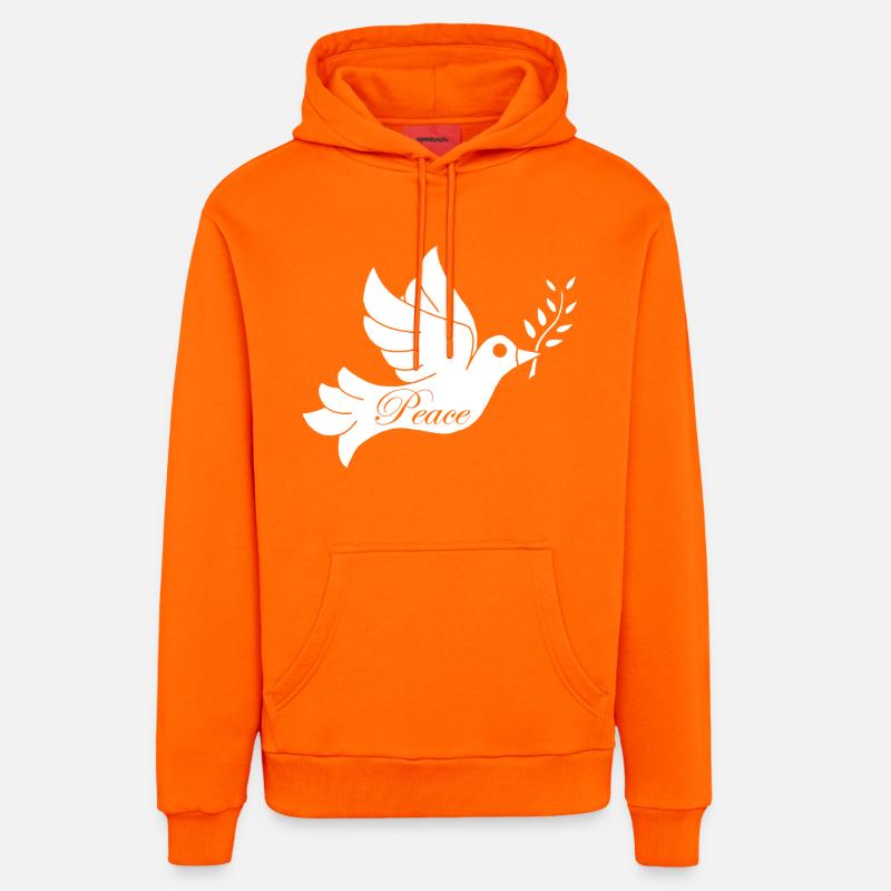 Oiseau blanc de la paix - Sweat à capuche bio décontracté fabriqué en UE - SUNSET ORANGE