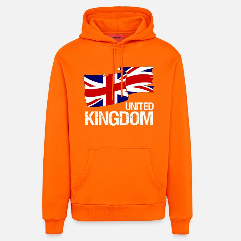 Drapeau britannique Union Jack - Design - Sweat à capuche bio décontracté fabriqué en UE - SUNSET ORANGE