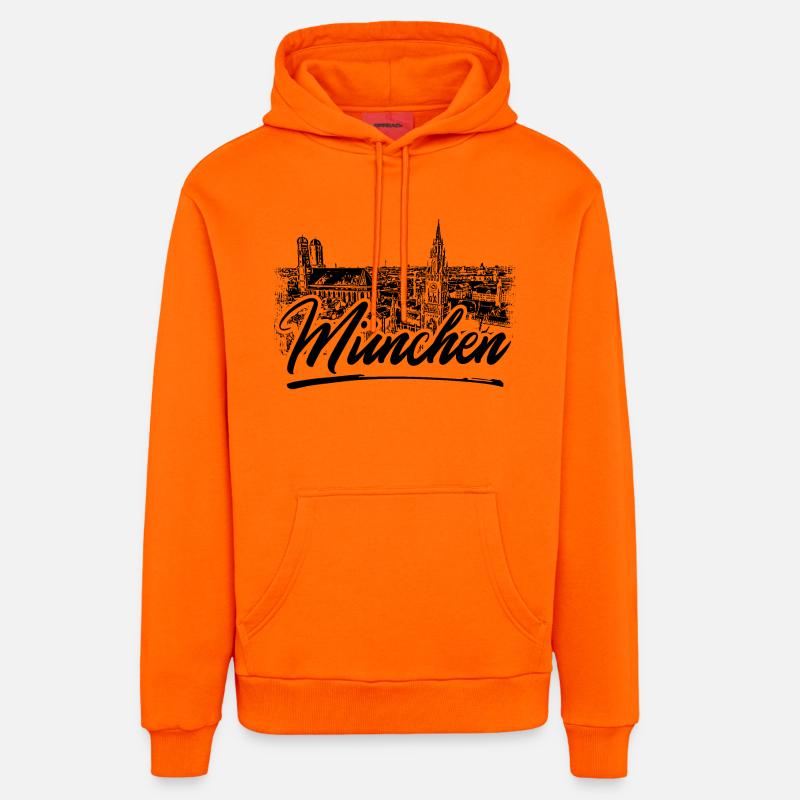 Design de Munich - Sweat à capuche bio décontracté fabriqué en UE - SUNSET ORANGE