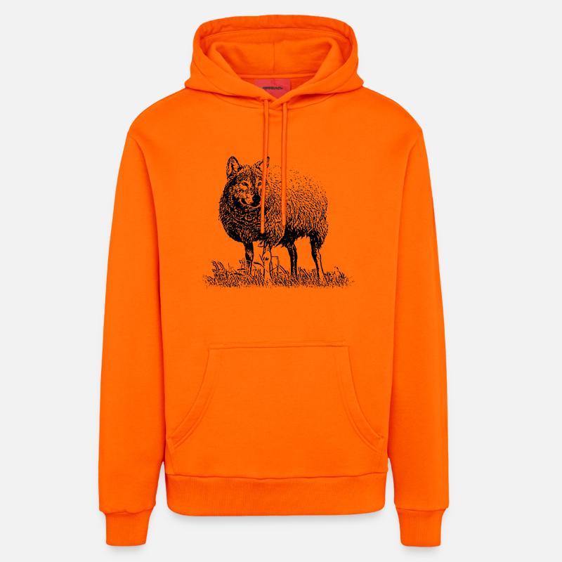 Loup déguisé en mouton - Sweat à capuche bio décontracté fabriqué en UE - SUNSET ORANGE