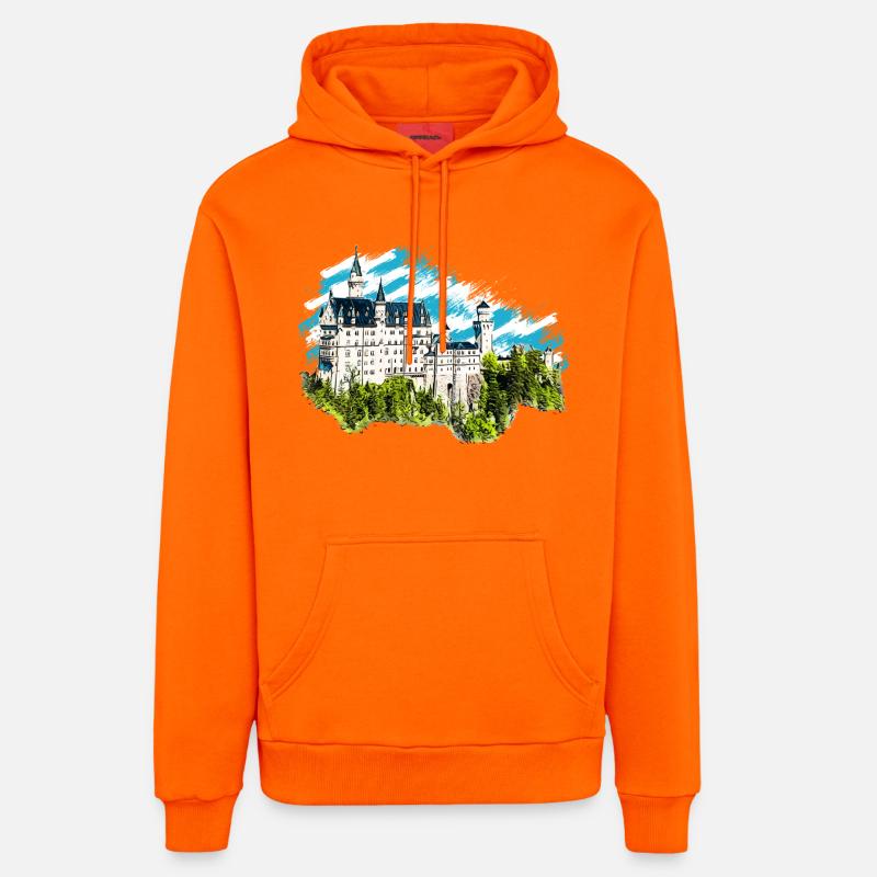 Château de Neuschwanstein - Sweat à capuche bio décontracté fabriqué en UE - SUNSET ORANGE