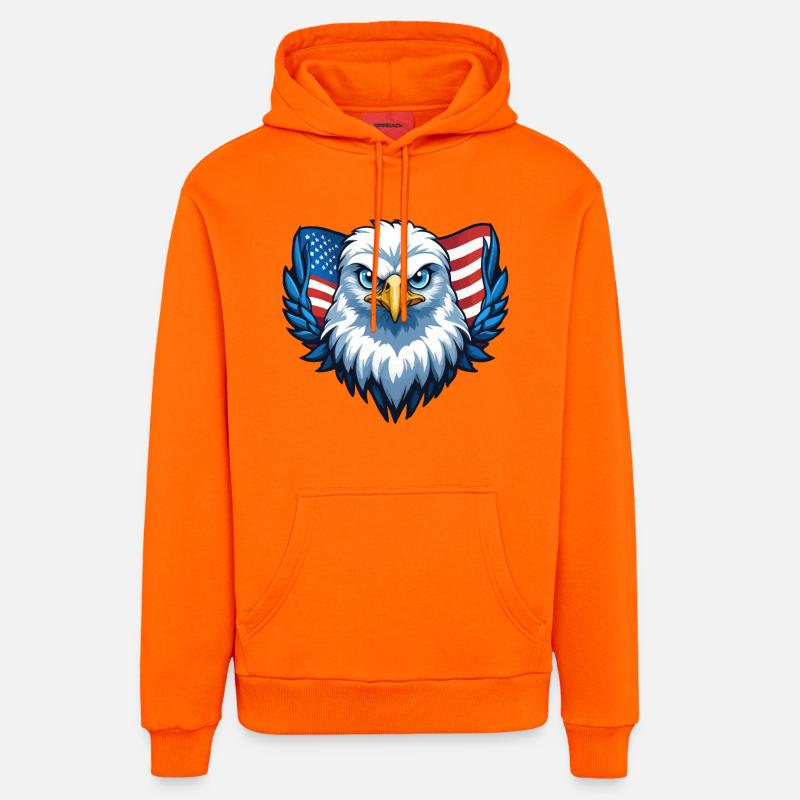 Drapeau des États-Unis Eagle Wings - Sweat à capuche bio décontracté fabriqué en UE - SUNSET ORANGE