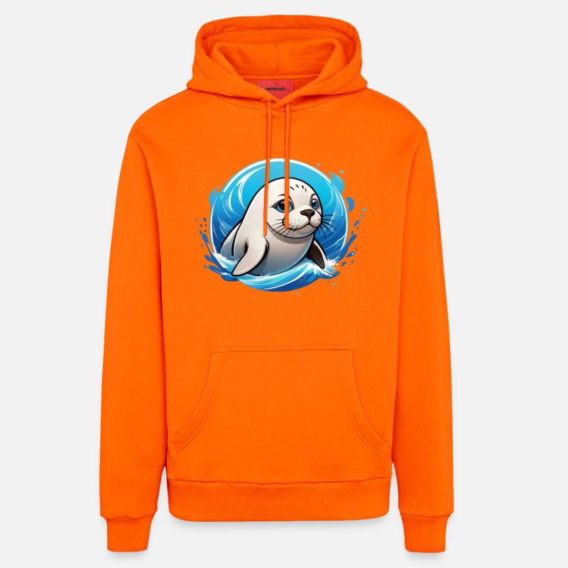 Sceller dans l’eau - Sweat à capuche bio décontracté fabriqué en UE - SUNSET ORANGE