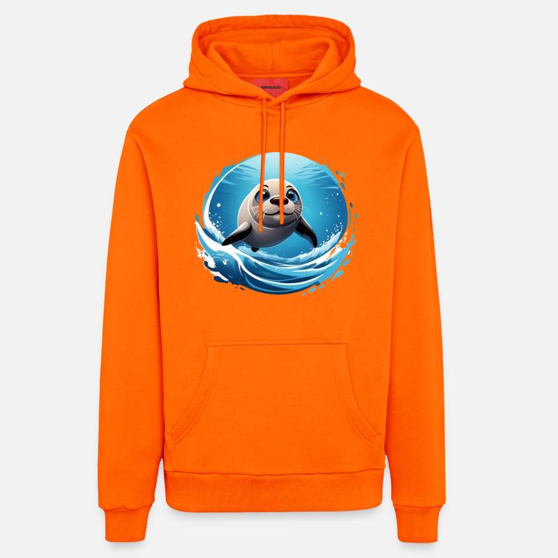 Phoque - Sweat à capuche bio décontracté fabriqué en UE - SUNSET ORANGE