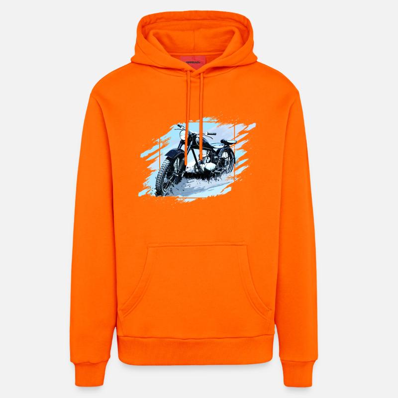 125 Zschopau GDR Moto - Sweat à capuche bio décontracté fabriqué en UE - SUNSET ORANGE