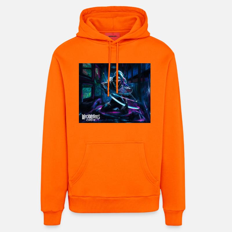Graffiti Anime Samouraï - Sweat à capuche bio décontracté fabriqué en UE - SUNSET ORANGE