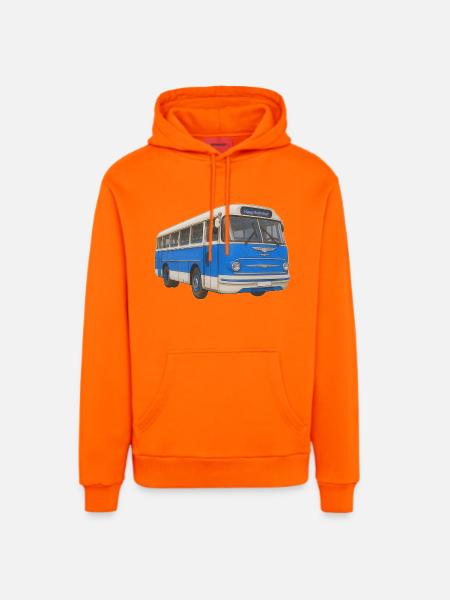 Old blue bus - Organic Relaxed Hoodie Made in EU - SUNSET ORANGE