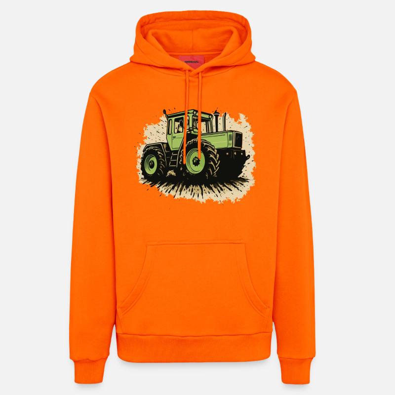 Tracteur - Sweat à capuche bio décontracté fabriqué en UE - SUNSET ORANGE