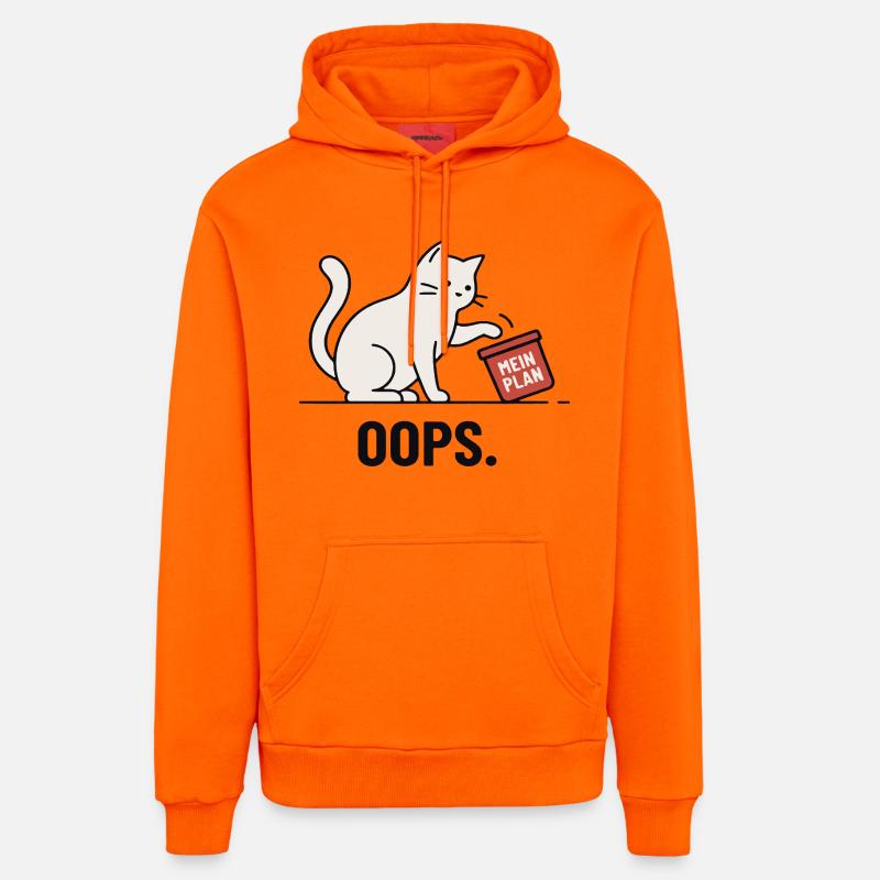 Mon plan... Oups – Chat drôle - Sweat à capuche bio décontracté fabriqué en UE - SUNSET ORANGE